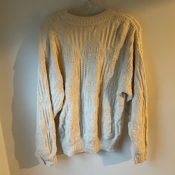 Vintage The Fox Cream Grandpa Knit Sweater Crew Neck 100% Cotton Men’s Medium - Picture 4 of 5